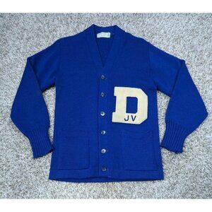 Vintage Imperial Varsity Cardigan Sweater Mens 36 Blue Worsted Wool 50's 60's